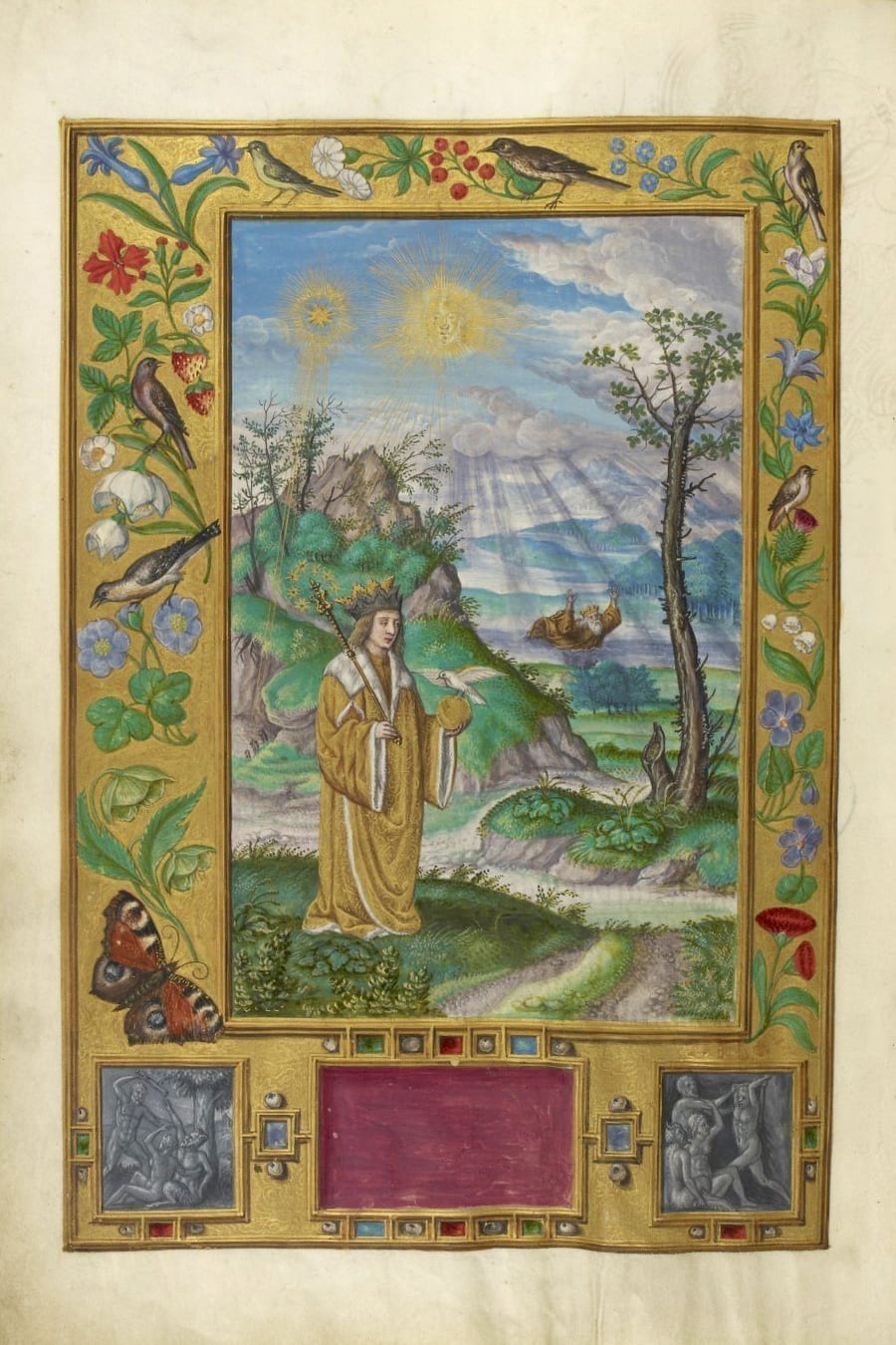 Illustration of drowning king from the Alchemical manuscript Splendor Solis