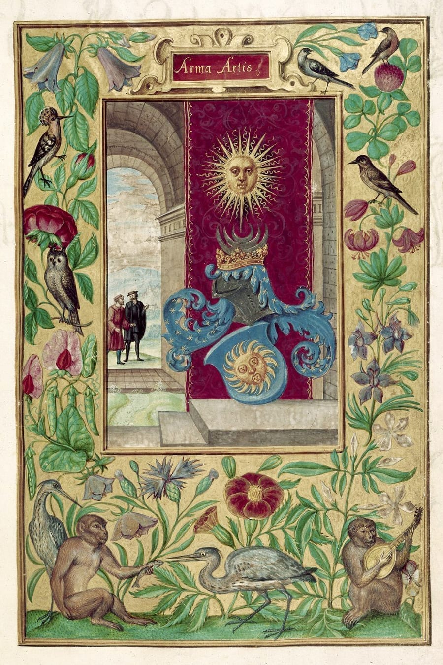 Illustration of two men conversing from the Alchemical manuscript Splendor Solis