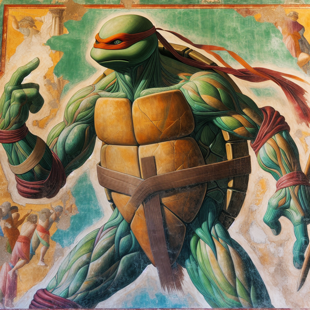 images of a ninja turtle in a Renaissance style.