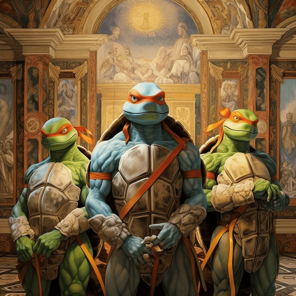 images of a ninja turtle in a Renaissance style.